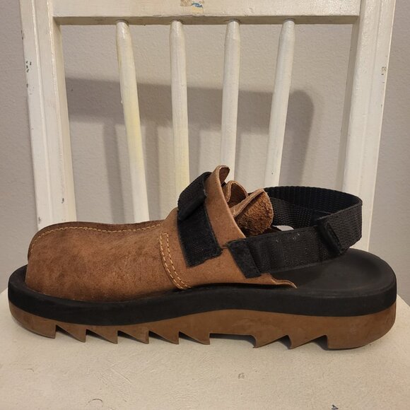 Reebok Beatnic Sandals Shoes Sherpa Brown Suede leather Black trim size 11 - Picture 8 of 12